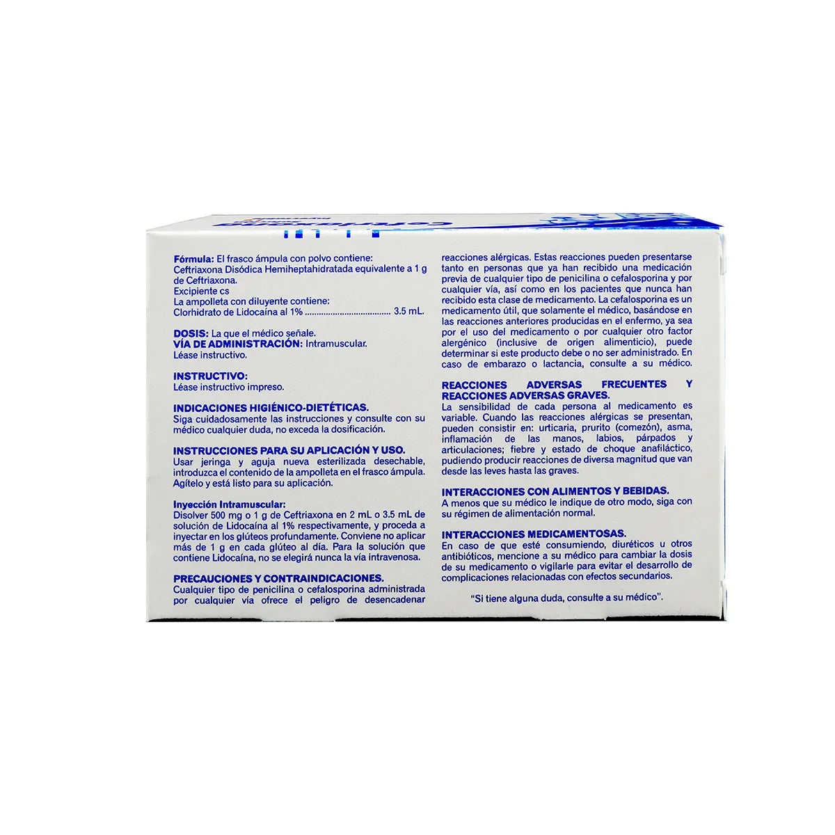 Ceftriaxona 1 g Solución Inyectable 3.5 ml | Bruluagsa®