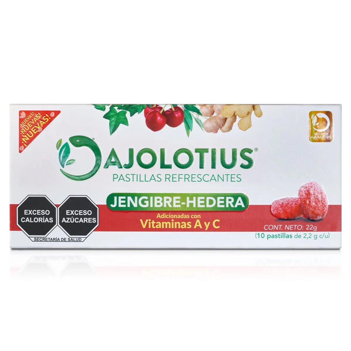 Pastillas Ajolotius Jengibre Hedera Con Vitaminas A y C 10 Piezas