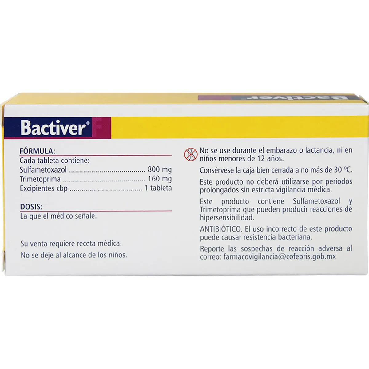 Bactiver® F, Sulfametoxazol 800 mg, Trimetoprima 160 mg 14 Tabletas | Maver®