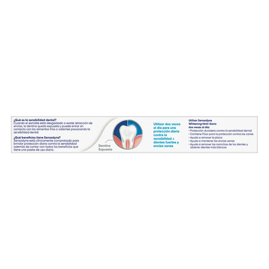 Crema Dental para Dientes Sensibles Sensodyne Whitening + Anti-Sarro 90 grs