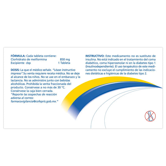 Metformina 850 mg 30 Tabletas | Alpharma®