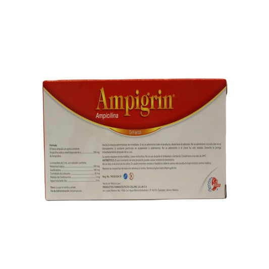 Ampigrin Infantil, Ampicilina Combinada 3 mL Solución Inyectable 3 Ámpulas