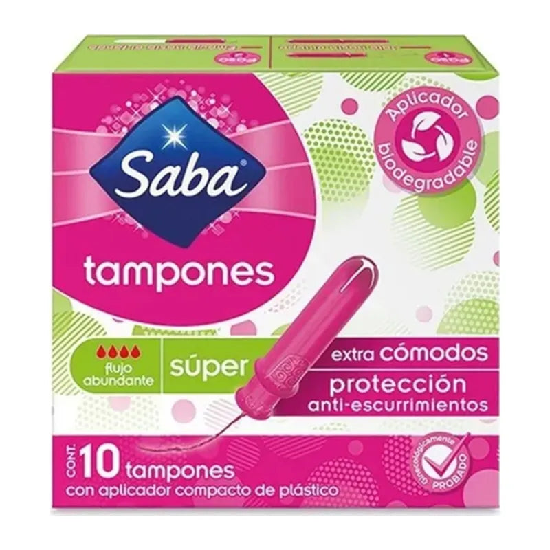 Tampones Saba Super Discretos Compactos 10 Piezas
