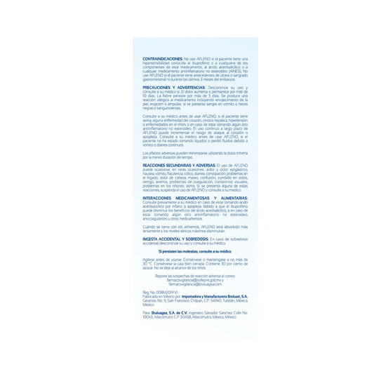 Afleno®, Ibuprofeno 100 mg/5 mL 120 mL Suspensión Infantil | Bruluagsa®