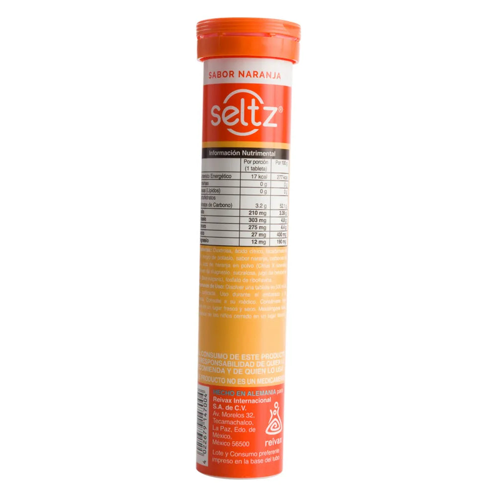 Electrolitos Seltz Sabor Naranja 13 Tabletas Efervescentes