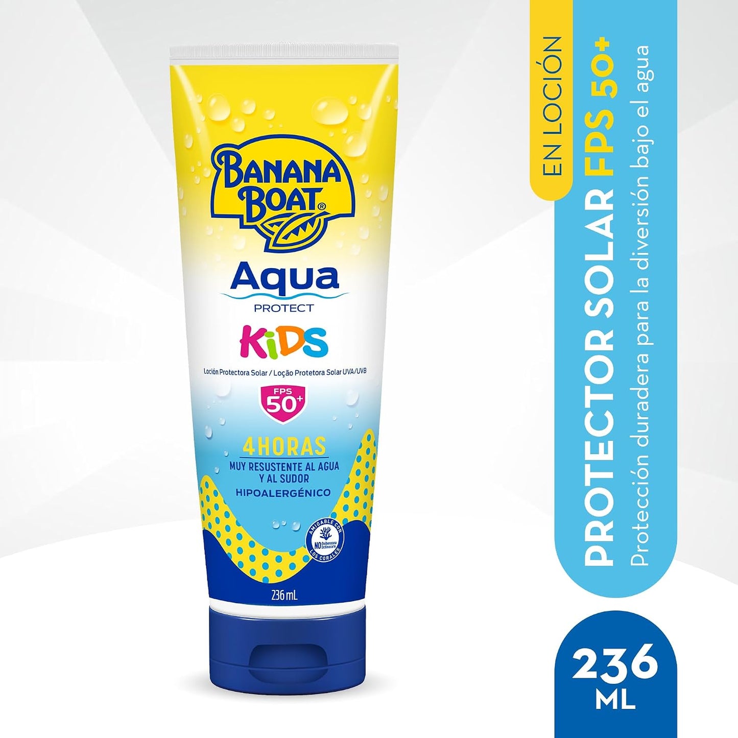 Banana Boat Aqua Protect Kids FPS 50+ Loción Protectora Solar 236 mL