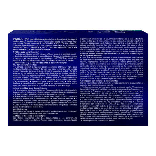 Edegra, Sildenafil 100 mg 10 Tabletas
