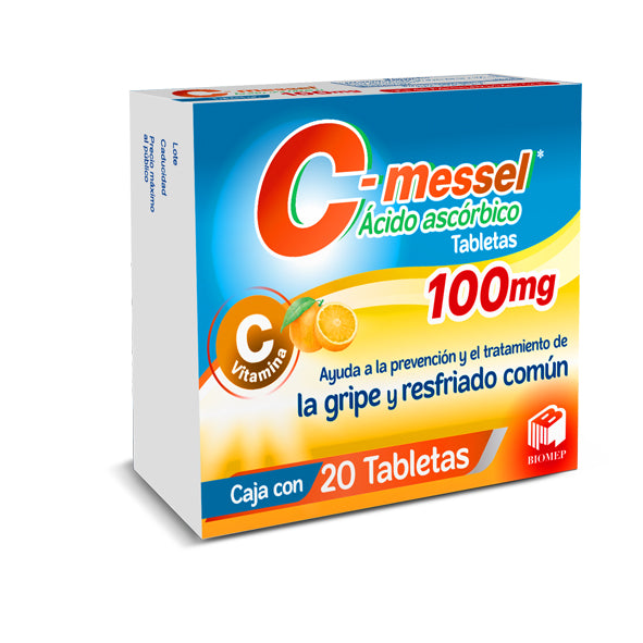 Ácido Ascórbico, C-Messel 100 mg 20 Tabletas