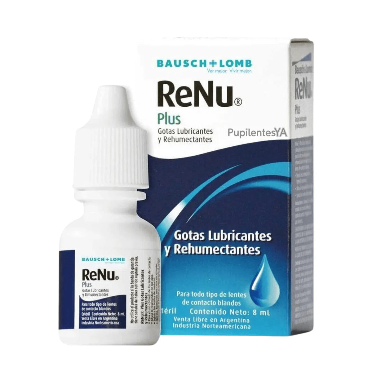 ReNu® Plus Gotas Lubricantes y Rehumectantes para Lentes de Contacto Blandos 8 mL