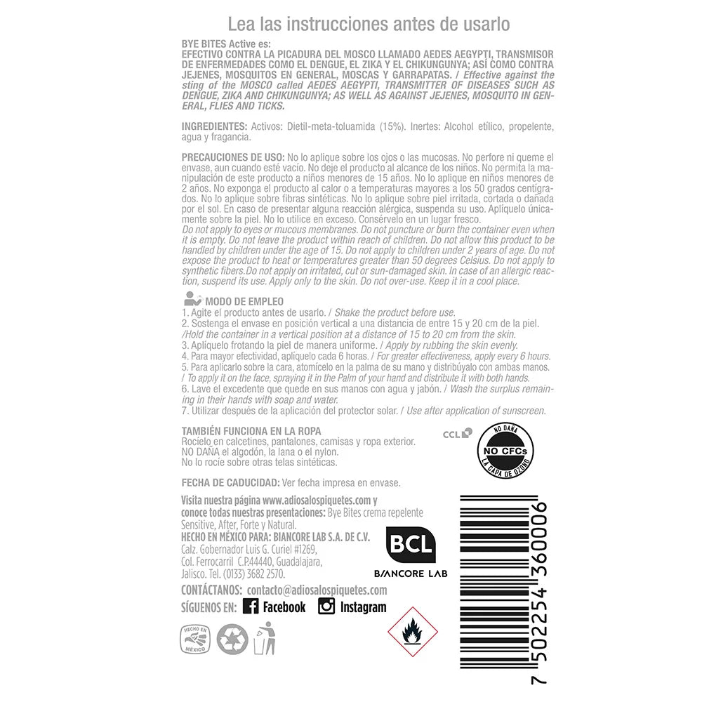 Repelente Bye Bites! Active Aerosol 170 mL