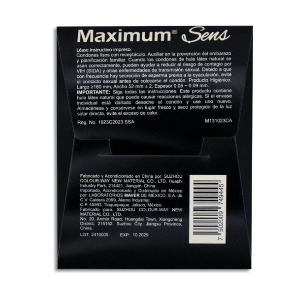 Preservativo Maximum Sens Cartera 3 Piezas