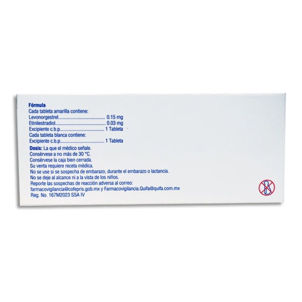 Levonorgestrel, Etinilestradiol 0.15 mg/0.03 mg, 28 Tabletas | Química y Farmacia