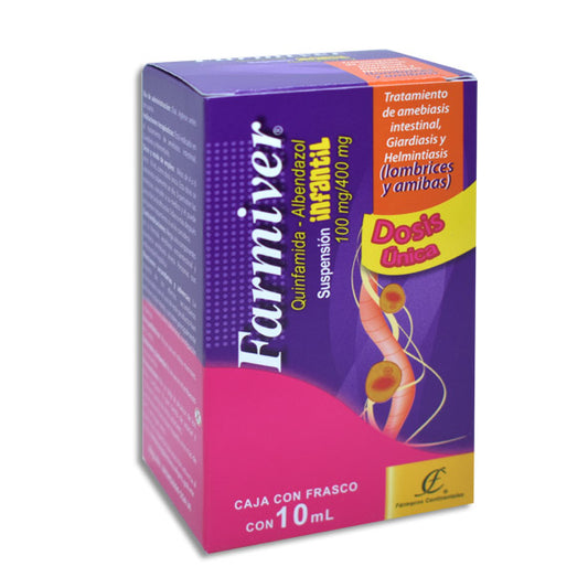 Farmiver Infantil, Quinfamida 100 mg, Albendazol 400 mg, 10 ml Suspensión