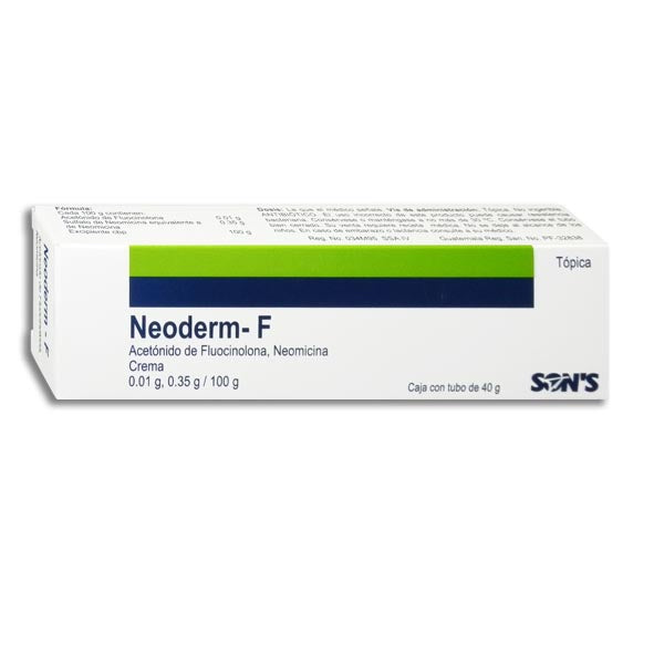 Neoderm-F®, Fluocinolona 0.01%, Neomicina 0.3%, 40 grs Crema | 7502001166028