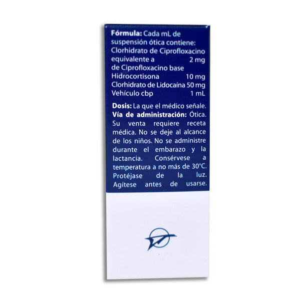 Phendex, Ciprofloxacino, Hidrocortisona, Lidocaína, 10 ml Suspensión Ótica