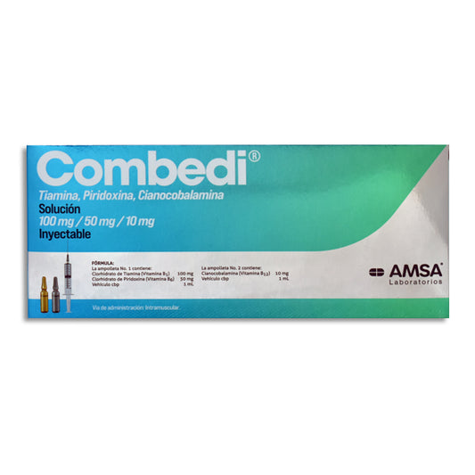 Combedi®, Tiamina, Piridoxina, Cianocobalamina, 5 Ampolletas Inyectables | AMSA®