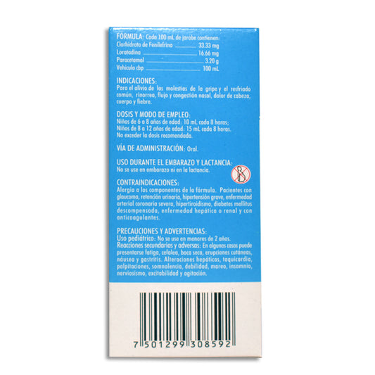 Fenilefrina, Loratadina, Paracetamol, Jarabe con 120 mL | PharmaGen®