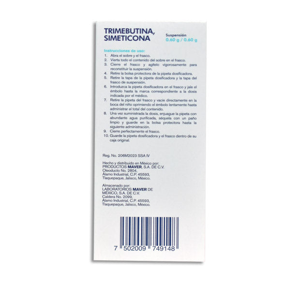 Trimebutina, Simeticona, Suspensión Pediátrica 26 mL | Maver®