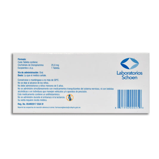 Cloropiramina 25 mg 20 Tabletas