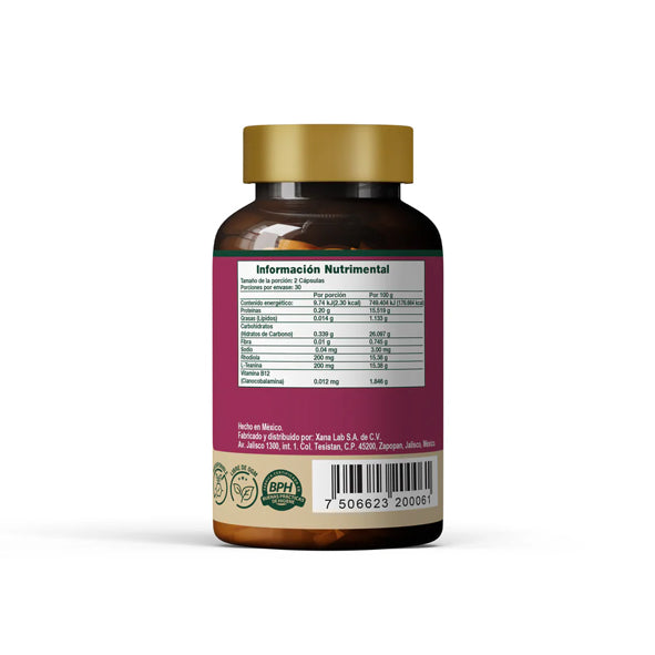 Biodiola, Rhodiola Rosea, L-Teanina, Rhodiola, Vitamina B12, 30 Cápsulas