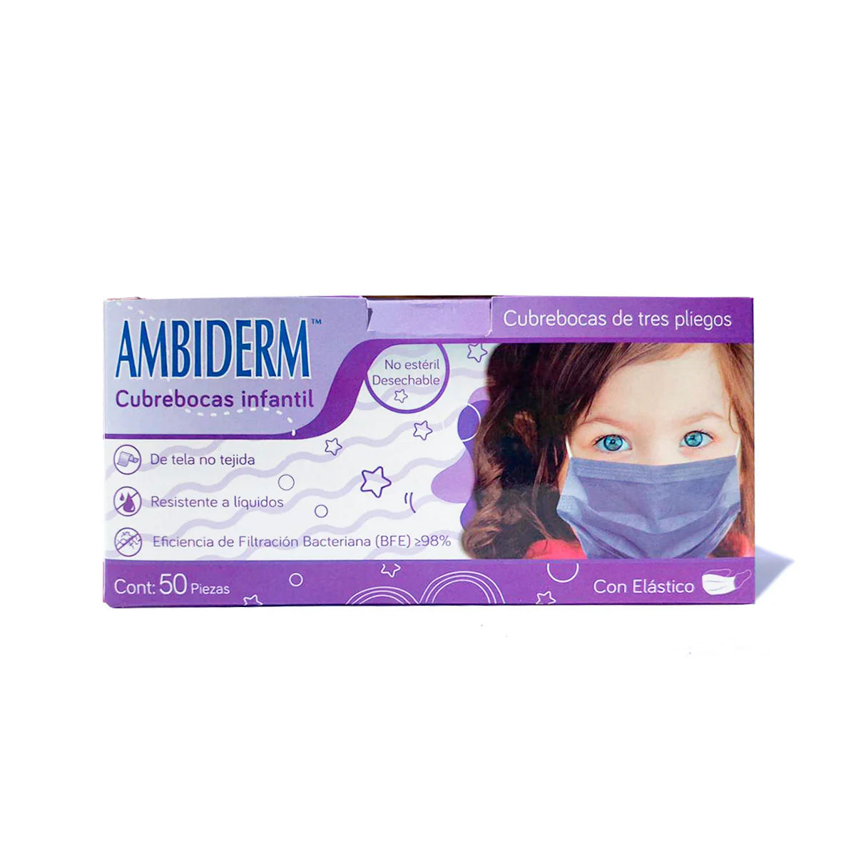 Cubrebocas Infantil Violeta Con 3 Capas | Ambiderm®