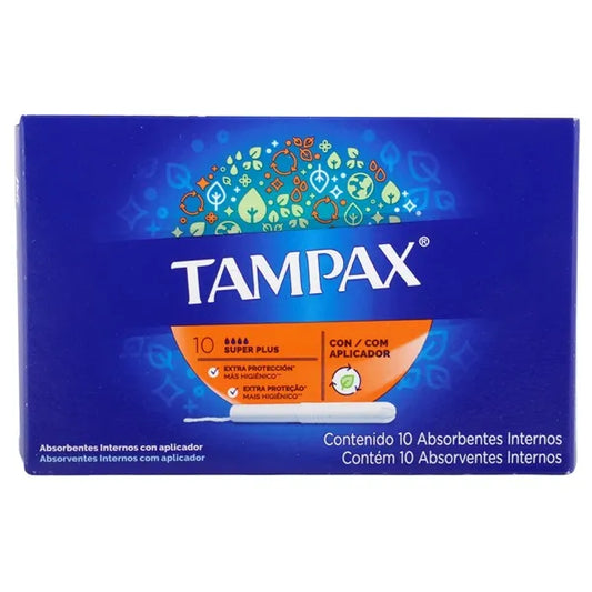 Tampones Tampax Super Plus con Aplicador 10 Absorbentes Internos