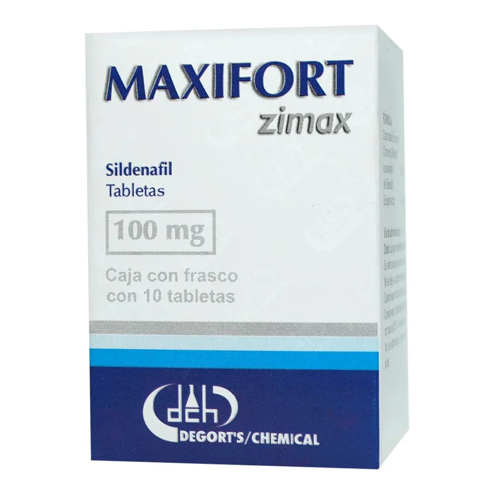 Maxifort Zimax, Sildenafil 100 mg 10 Tabletas