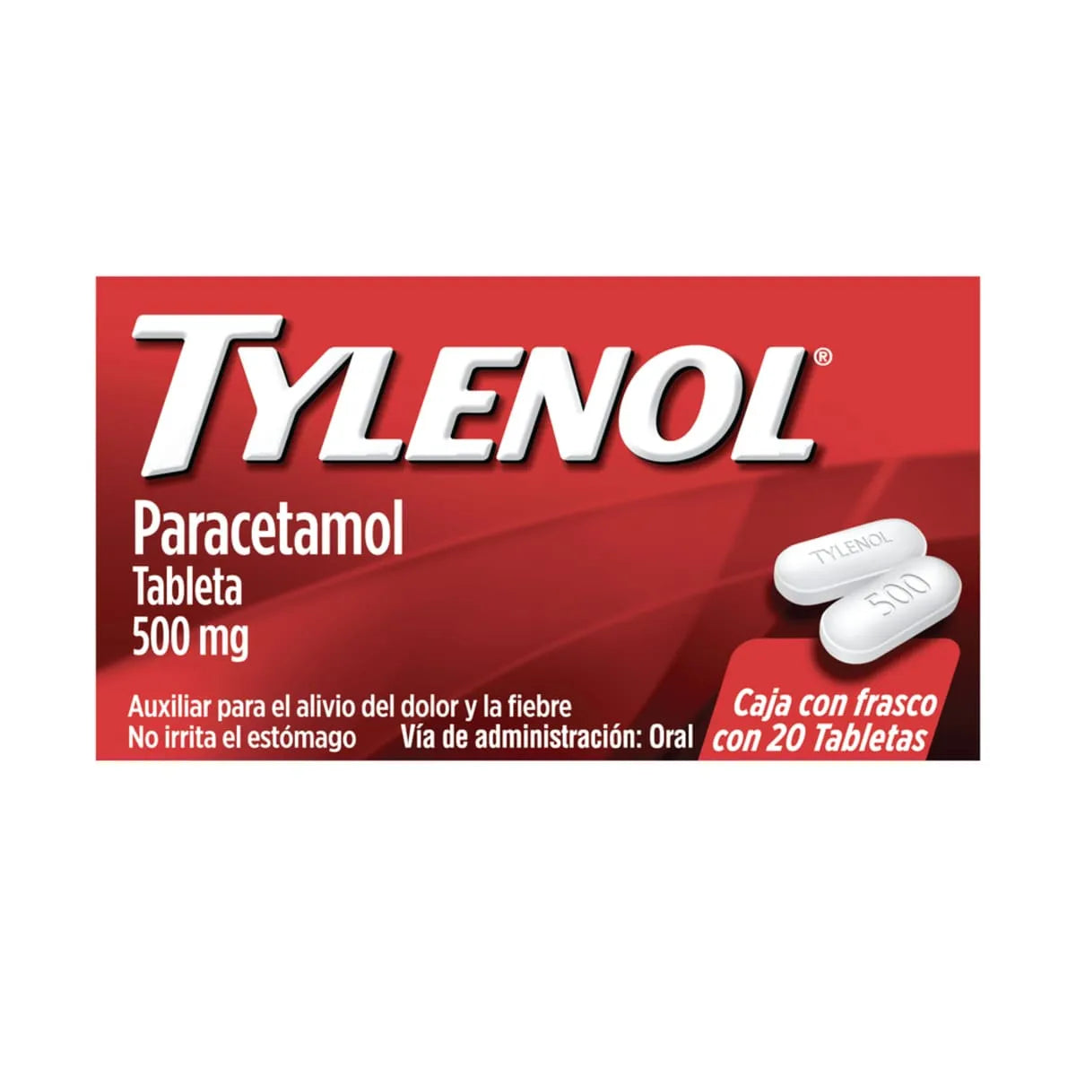 Tylenol®, Paracetamol 500 mg 20 Tabletas