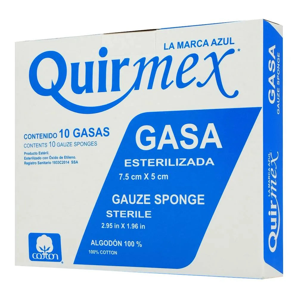 Gasa Esterilizada Quirmex 7.5 x 5 cm 10 Piezas | Quirmex®