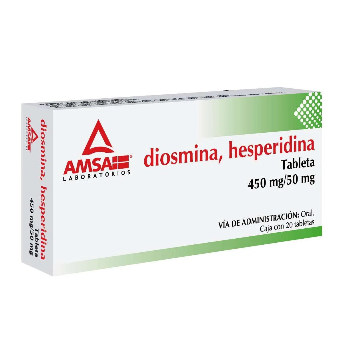 Diosmina 450 mg, Hesperidina 50 mg, 20 Tabletas | Amsa®