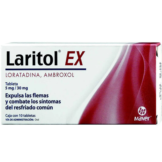 Laritol Ex, Loratadina 5 mg, Ambroxol 30 mg, 10 Tabletas