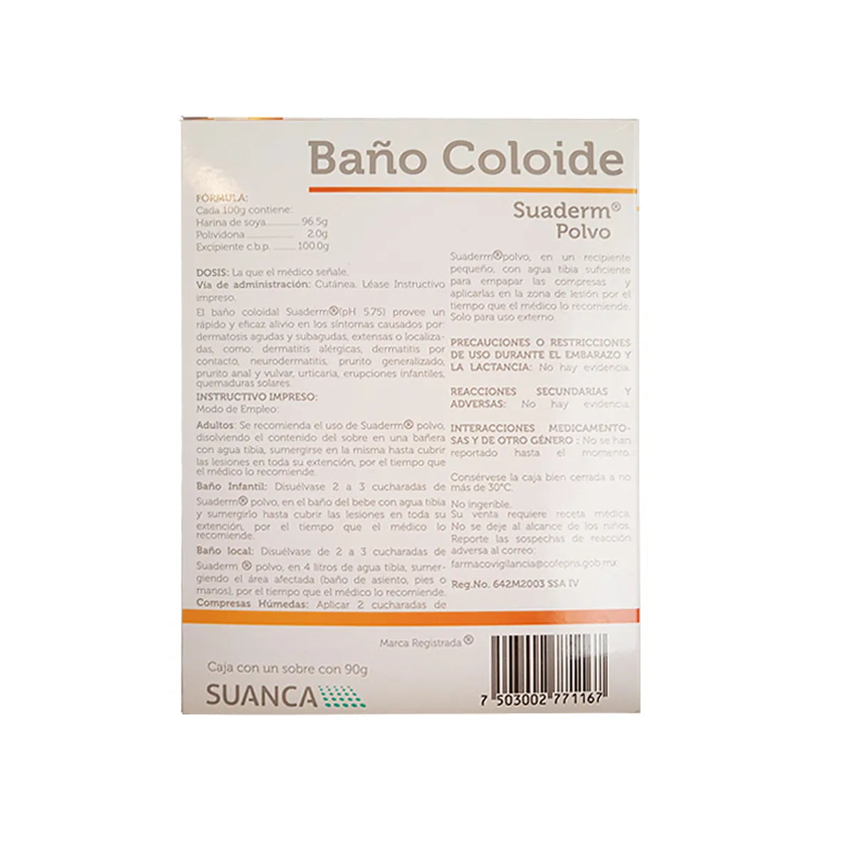 Suaderm®, Baño Coloide 96.5 g 1 Sobre 90 g