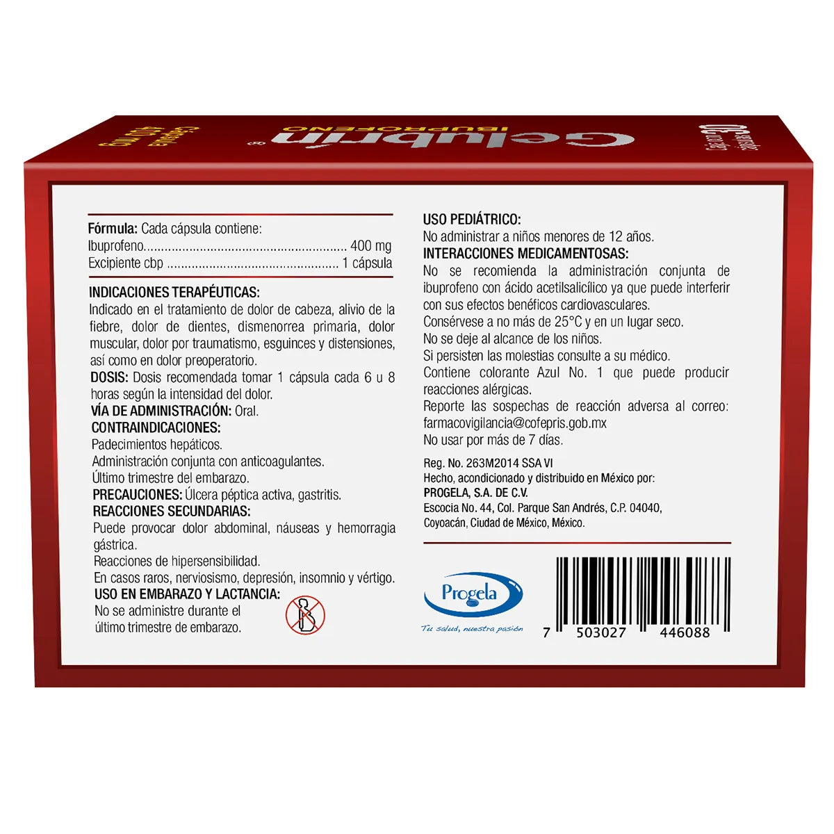 Gelubrin®, Ibuprofeno 400 mg 30 Cápsulas