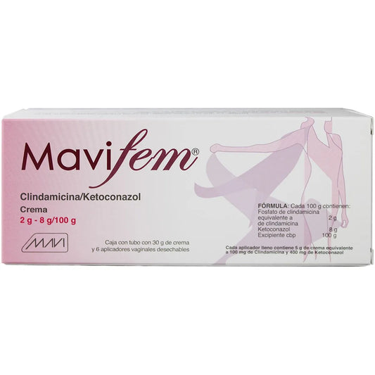 Mavifem, Clindamicina 2g, Ketoconazol 8g, 30g Crema Vaginal