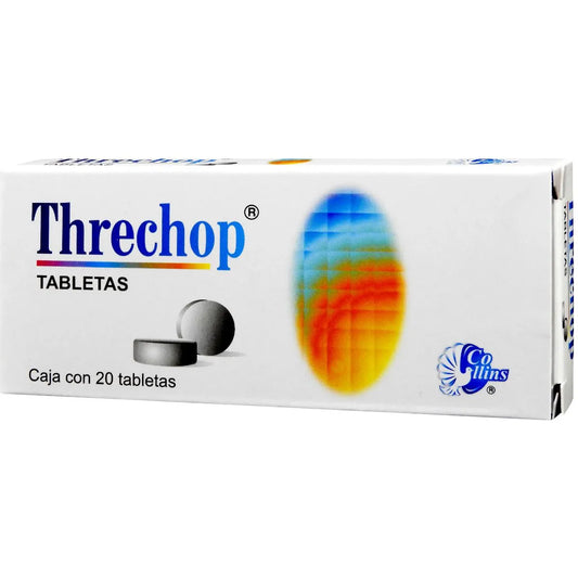 Threchop, Diiodohidroxiquinoleína, Furazolidona, Homatropina, Carbón Activado, 20 Tabletas