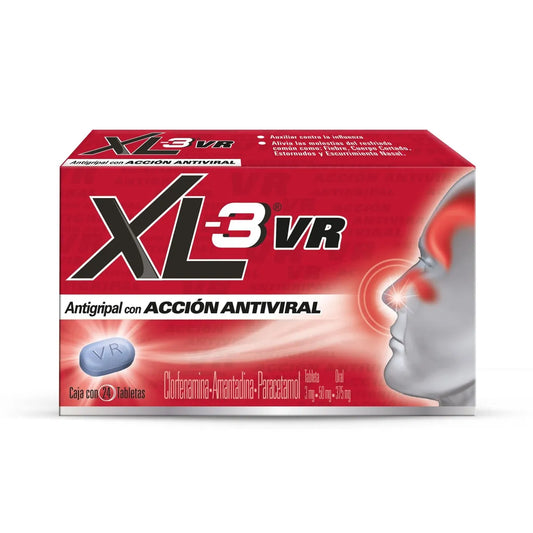 XL-3 VR®, Clorfenamina, Amantadina y Paracetamol 24 Tabletas | Genomma Lab®