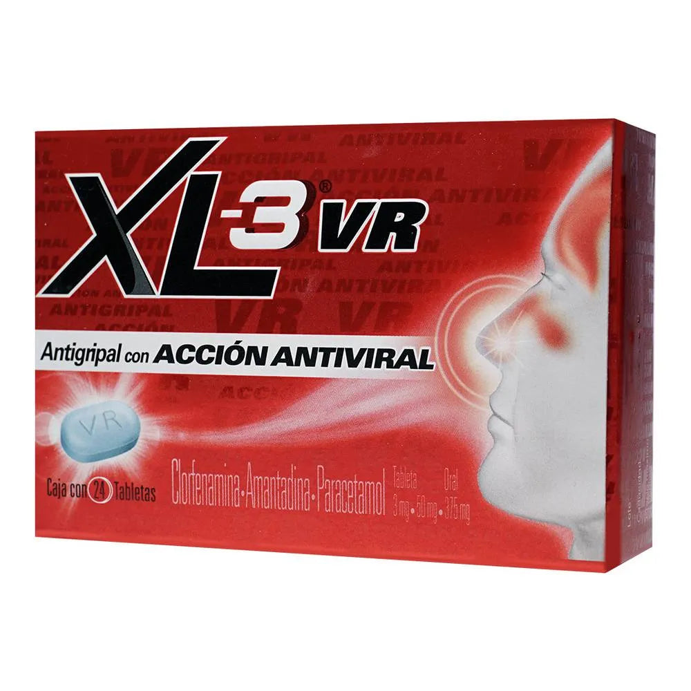 XL-3 VR®, Clorfenamina, Amantadina y Paracetamol 24 Tabletas | Genomma Lab®