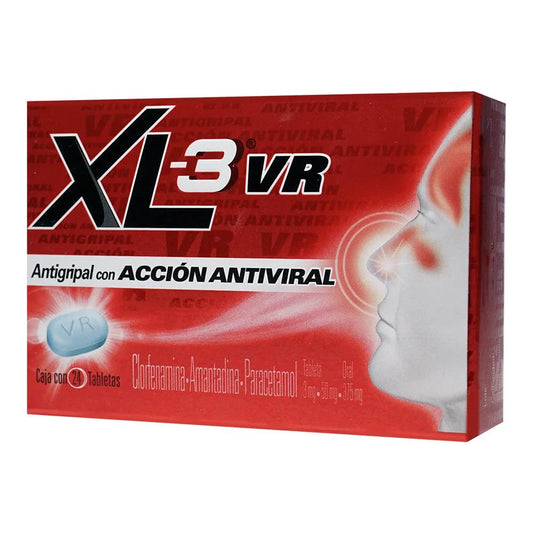 XL-3 VR®, Clorfenamina, Amantadina y Paracetamol 24 Tabletas | Genomma Lab®