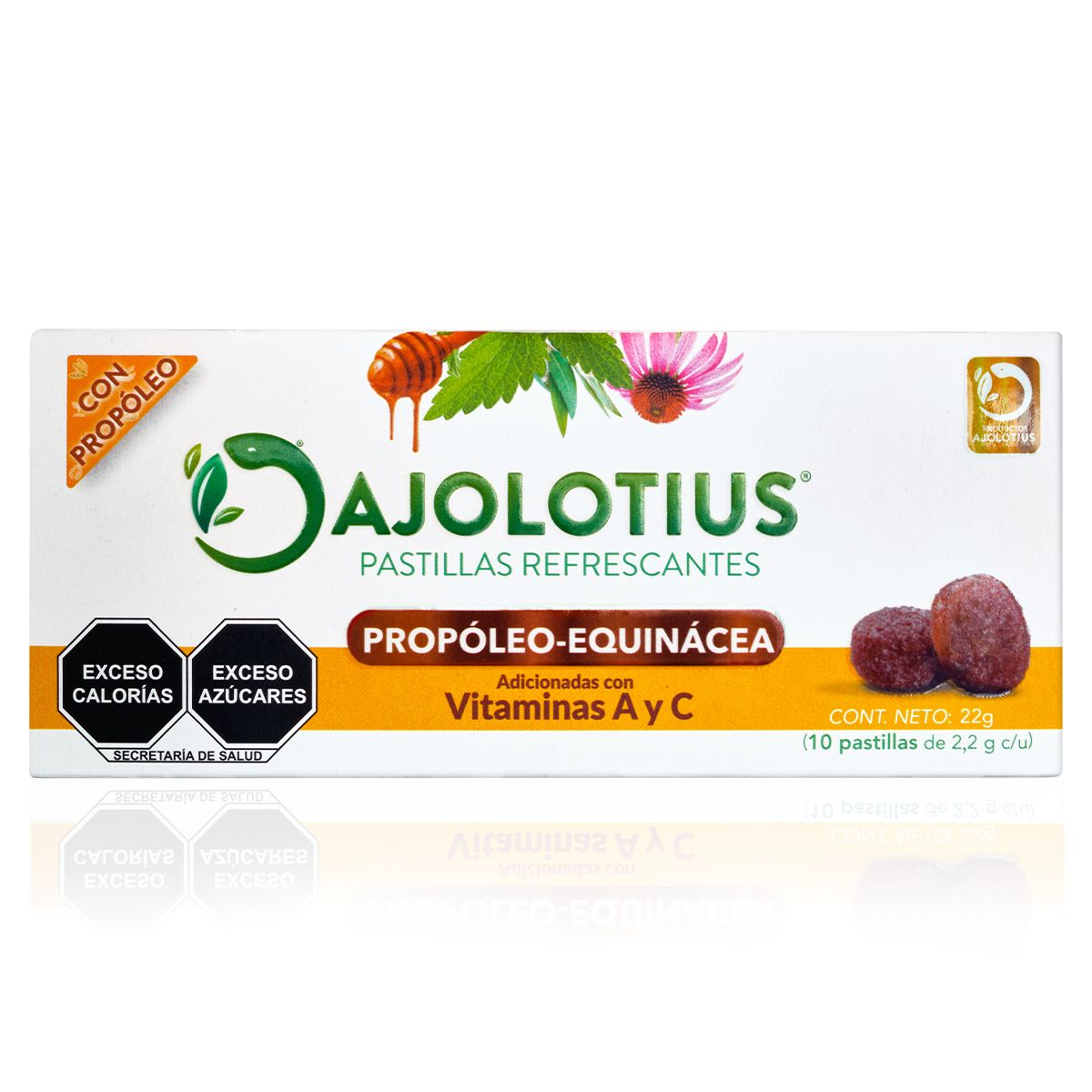 Pastillas Ajolotius Propóleo Equinácea Con Vitaminas A y C 10 Pastillas