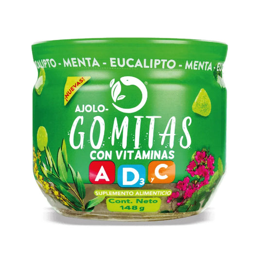 Gomitas Ajolotius Vitaminas A, D3 y C Menta Eucalipto 148 g
