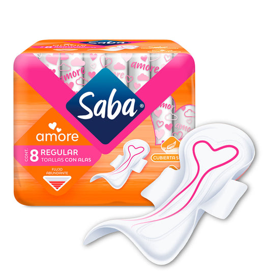Toallas Femeninas Saba Amore Regular con Alas 8 Piezas