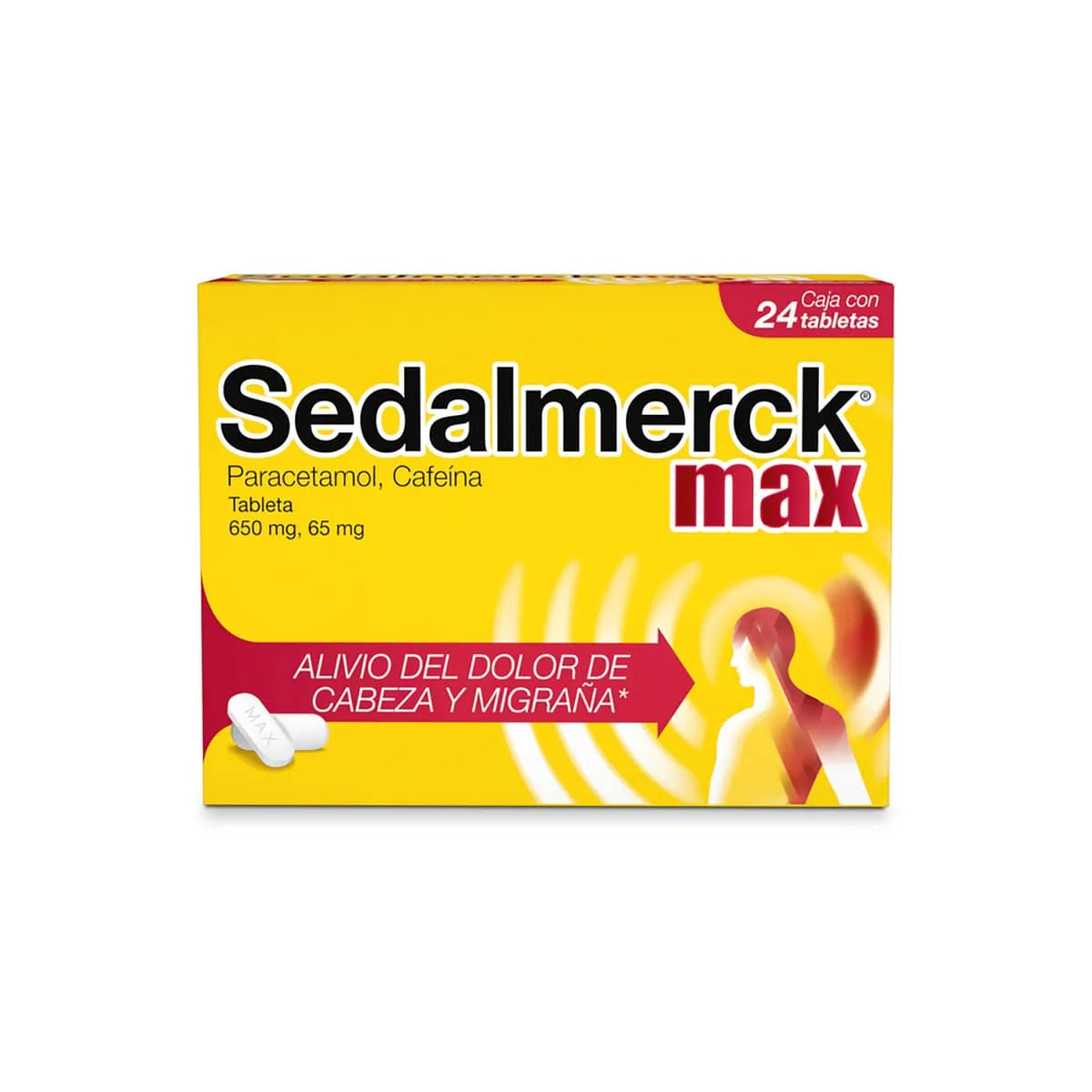 Sedalmerck® Max, Paracetamol 650 mg, Cafeína 65 mg 24 Tabletas | Procter & Gamble®