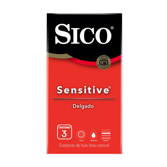 Condones Sico Sensitive Látex Natural 3 Piezas