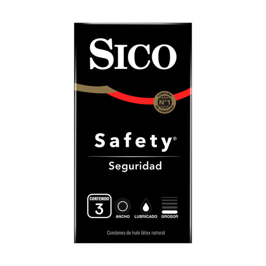 Condones Sico Safety Látex Natural 3 Piezas