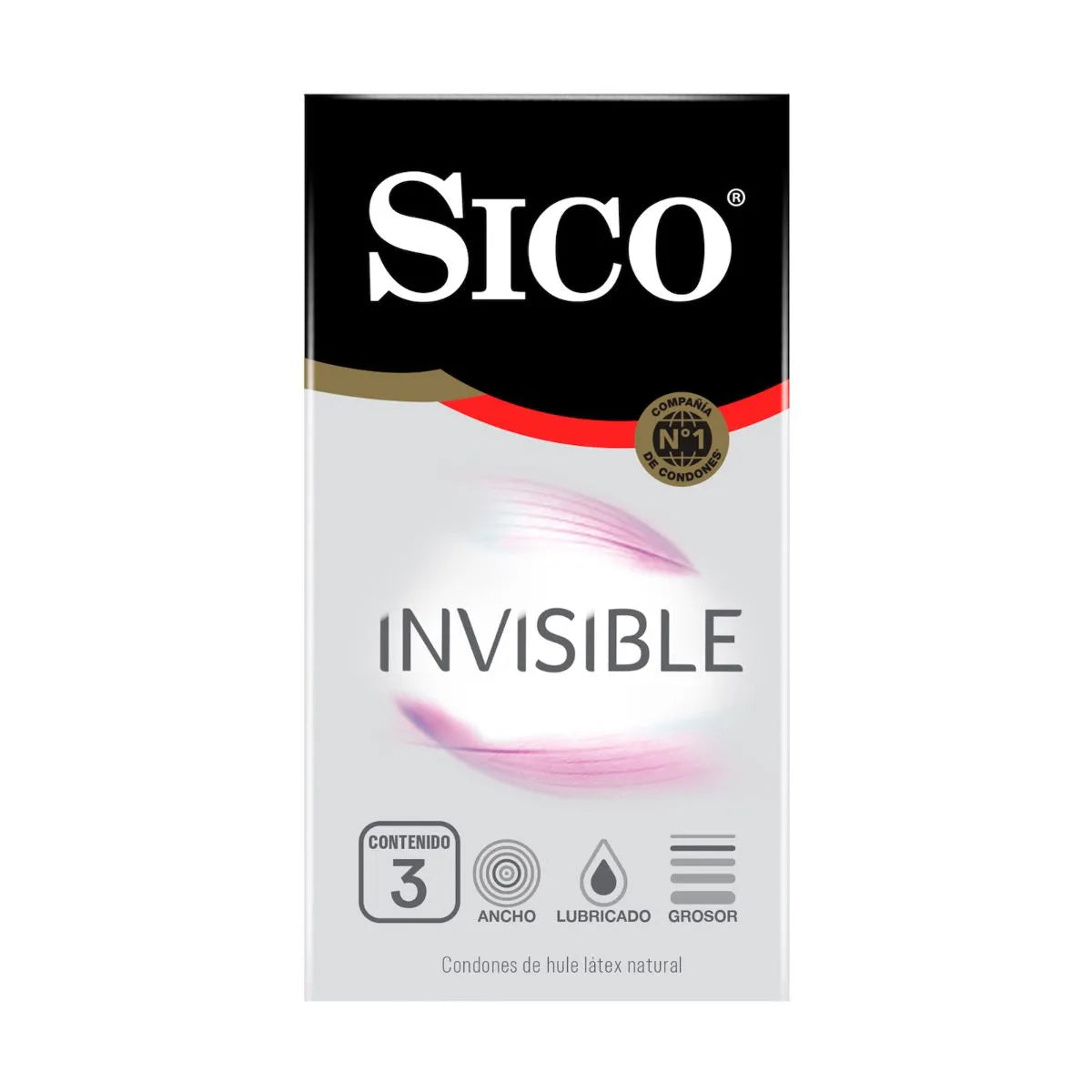 Condones Sico Invisible Látex Natural 3 Piezas