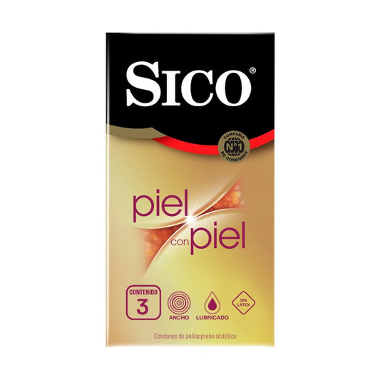 Condones Sico Piel con Piel Poliisopreno Sintético 3 Piezas