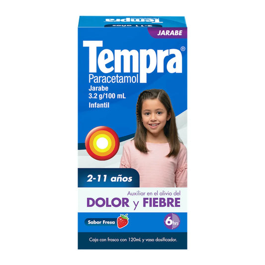 Tempra®, Paracetamol 3.2 g/100 mL Jarabe Infantil Sabor Fresa 120 mL