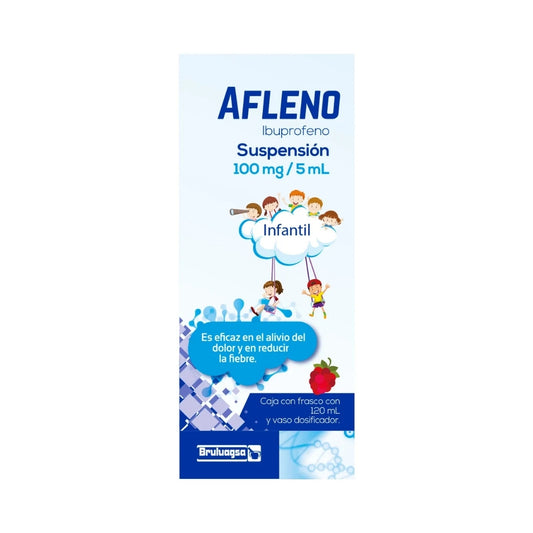 Afleno®, Ibuprofeno 100 mg/5 mL 120 mL Suspensión Infantil | Bruluagsa®