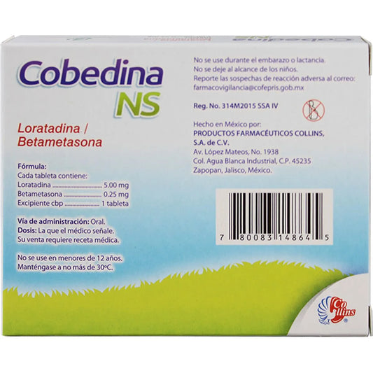 Cobedina NS, Loratadina, Betametasona, 10 Tabletas