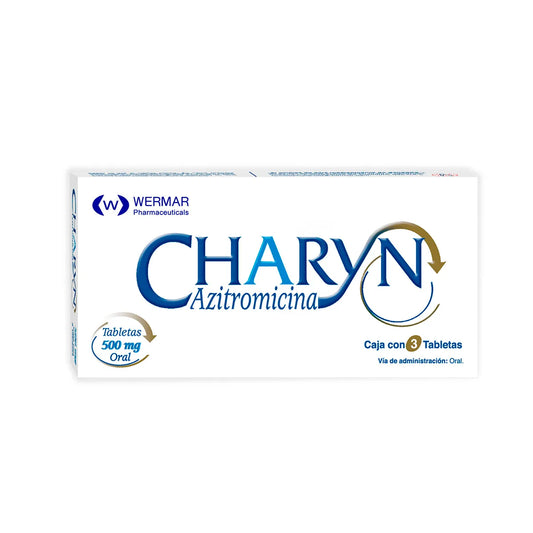 Charyn®, Azitromicina 500 mg 3 Tabletas | Wermar Pharmaceuticals®